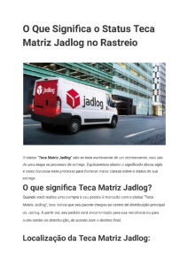 baixar pdf o que significa o status teca matriz jadlog no rastreio