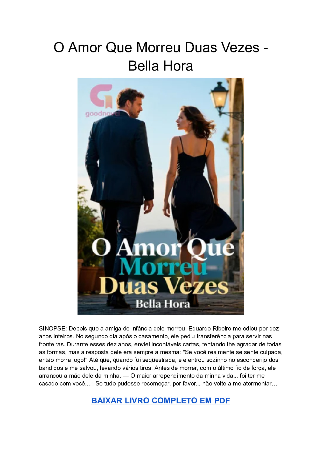 baixar pdf o amor que morreu duas vezes bella hora